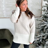 Taupe/Cream Cable Knit Sweater Mini Dress