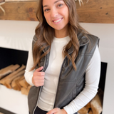 Leather Puffer Vest (2 colors)