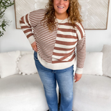 Brynlee Multi Striped Sweater-Curvy