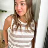 Greige/Ivory Striped Sleeveless Top