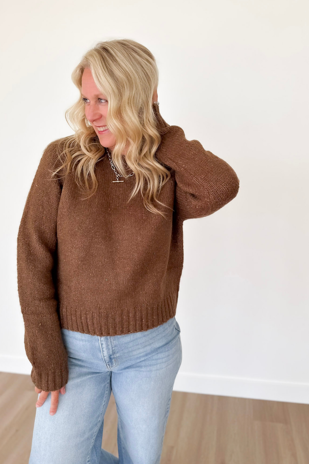 Mocha Speckled Knit Sweater