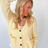 Relaxed Butter Yellow Button Up Cardigan