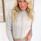 Color Block Cable Knit Sparkle Sweater (2 colors)
