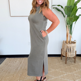 Olive Buttery Soft Sleeves Maxi Dress