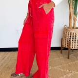Red Mineral Wash Cargo Pants