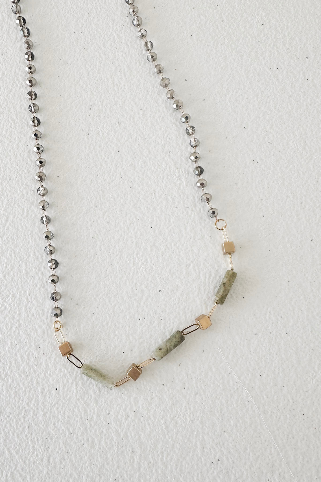 Grey Beaded Stone Necklace