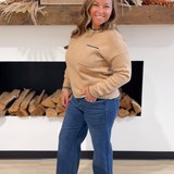 Light Camel Edge Stitching Detail Sweater