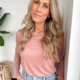 Blush Round Neck Long Sleeve Top