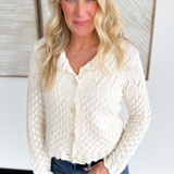 Cream Crochet Button Cardigan