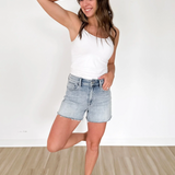Jenny High Rise Light Denim Shorts