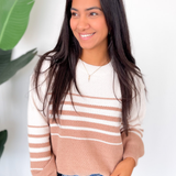 Willa Cream & Brown Striped Knitted Sweater