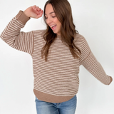 Cream/Mocha Striped Knit Sweater