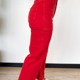 Hailey Wide Leg Just Black Denim Red Jeans