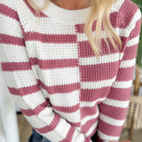 Rose/Cream Mutli Striped Knit Sweater