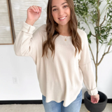 Ribbed Oatmeal Long Sleeve Top