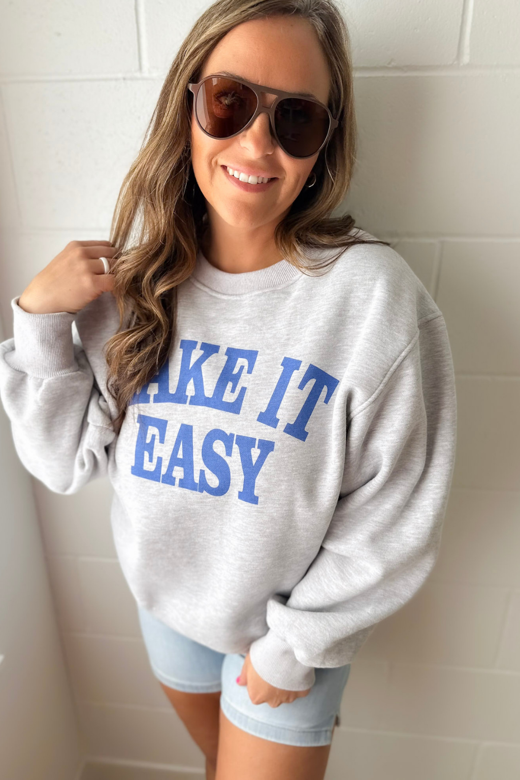 Lake It Easy Grey Crewneck