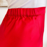 Red Satin Midi Skirt