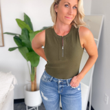 Kaitlyn Ribbed Olive Tank Top