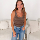 Nikibiki Striped Ribbed Tank Top - Earth Olive