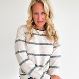 Green Long Sleeve Striped Pullover