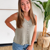 Dusty Sage Button Up Knit Sweater Vest