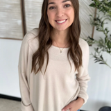 Ribbed Oatmeal Long Sleeve Top