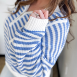1/2 Zip Knit Stripes Pullover (2 Colors)
