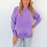 Lightweight Acid Wash Pullover-Purple