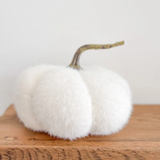 6.5" Fuzzy White Knit Pumpkin