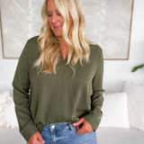 Dakota Olive Blouse-Curvy