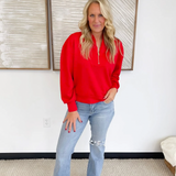 Half Zip V-Neck Pullover (4 Colors)