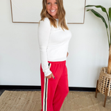 Red Buttery Soft Side Stripe Pants