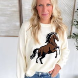 Cream Knit Horse Sweater