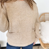 Taupe Knit Relaxed Front Pocket Sweater