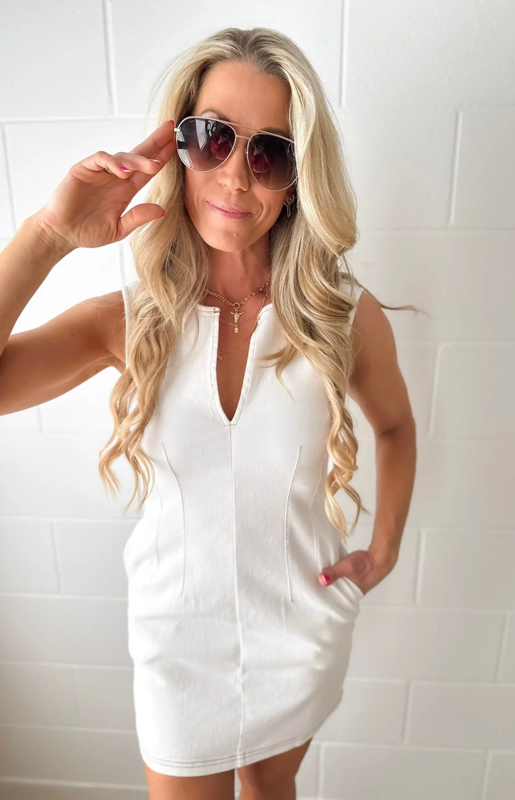 white mini fitted dress Nolan Short Sleeve Mini Dress White