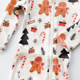 Gingerbread Waffle Zip Up Footie