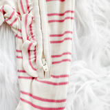 Pink and White Ribbed Footie