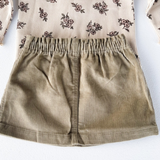 Girls Olive Corduroy Skirt & Top Set