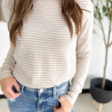 Oatmeal Striped Long Sleeve Top