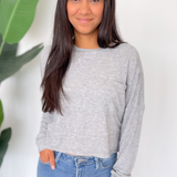 Brittany Lightweight Grey Long Sleeve Top