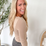 Double Layer Boat Neck Taupe Top