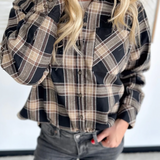 Neutral Plaid Oversized Button Up Shirt