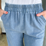 Slate Elastic Waist Wide Leg Pants