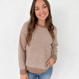 Cream/Mocha Striped Knit Sweater