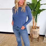 Denim Blue Waffle Knit Sweater
