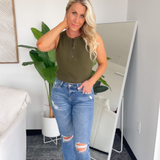 Kaitlyn Ribbed Olive Tank Top