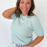 Pointelle Mint Short Sleeve Top