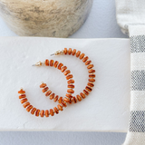 Wood Beaded Hoop Earrings