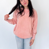 Lightweight Acid Wash Pullover-Peach