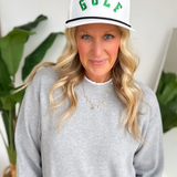 White/Green Embroidered Golf Hat